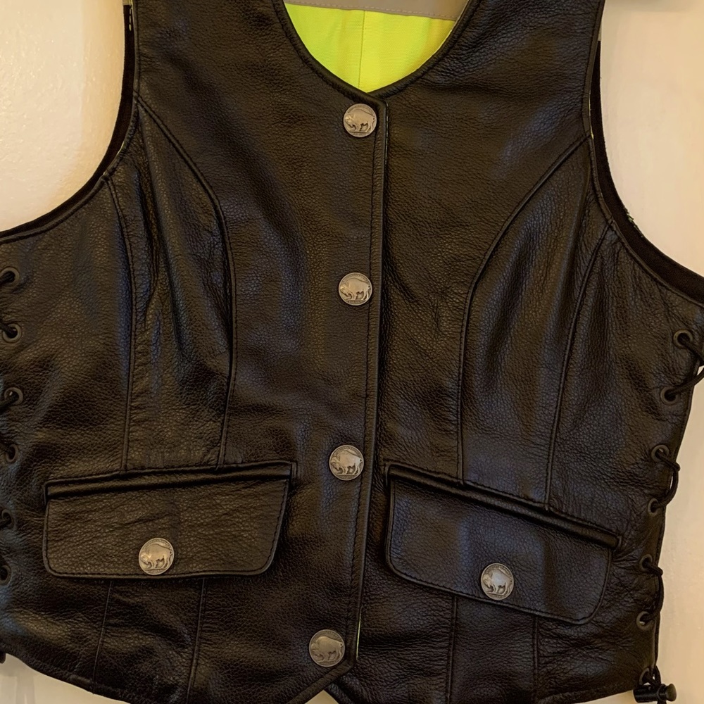 Unisex Leather Vest - Size S to L adjustable with side tie downs.